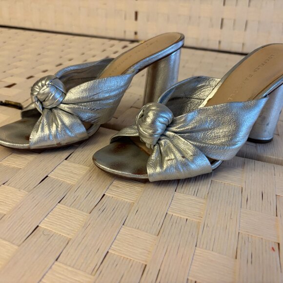 Loeffler Randall Coco Knotted Silver Metallic Leather Mules - Picture 4 of 4